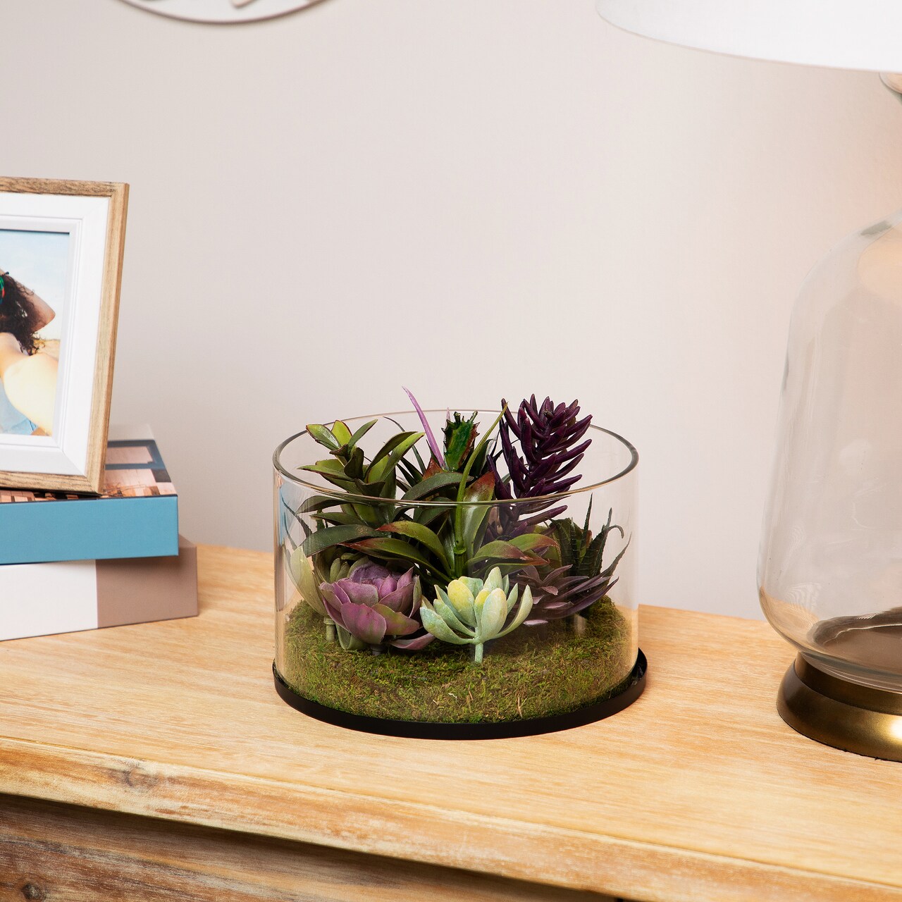 Northlight Mixed Succulent Artificial Arrangement in Round Glass Jar - 8"